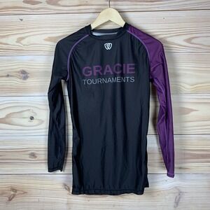 Phalanx Gracie Tournaments Rash Guard Mens S Black BJJ MMA Compression Shirt